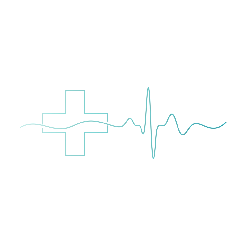 Silueta cruz médica y latido